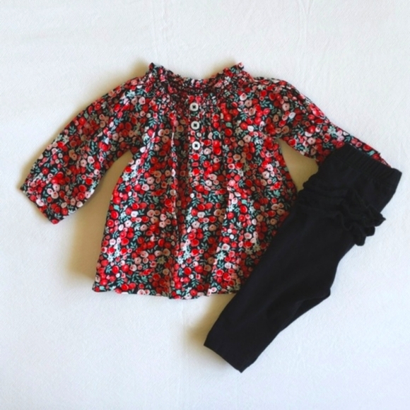 mixed brands floral peasant blouse & leggings outfit set 3 months baby girl - Picture 1 of 7